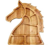 Plateau en bois en forme de cheval avec motif de football, plateau décoratif pour collations et fruits, design en bois robuste pour salon et bureau 35 x 25 cm
