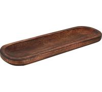 Plateau en bois ovale lasuré brun foncé Plateau de service déco 40×12cm