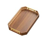 Plateau en bois : poignée rétro pour table de service de 40 x 30 x 5,5 cm, support de rangement décoratif, organisateur en bois massif, plateau multifonction pour la maison, la chambre, l'hôtel