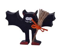 Plateau en bois pour Halloween - Motif chapeau de sorcière et chauve-souris - Avec blocs autoportants - Décoration effrayante et amusante pour la maison, la cuisine et la cheminée
