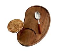 Plateau en bois pour servir, planches de service décoratives portables en bois, plateau pour tasses à café, maison, table, café, petit-déjeuner et déjeuner, patio, apéritif, fête et thé du Tard