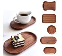 Plateau en bois pour table basse avec tasse ou assiette, soucoupe en bois massif naturel pour décoration intérieure ou extérieure (20 x 13 cm)