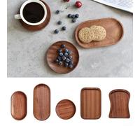 Plateau en bois pour table basse avec tasse ou assiette, soucoupe en bois massif naturel pour décoration intérieure ou extérieure (18 x 10 cm)