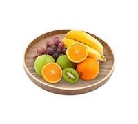 Plateau en Bois Rond, Plateau Service décoratif Servir pour Service à thé Fruits Bonbons Nourriture décoration de la Maison Marron - 9,4/10,6/11,8/12,9 Pouces(24cm)