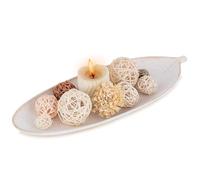Plateau en Bois Vide Poche: Hanobe Plateau de Service Decoratif Feuille Forme Vide Poches Entree Table Clef Gamelle pour Bijoux Cristal Bougie
