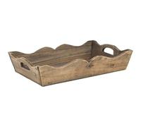 Plateau en bois vieilli - AUBRY GASPARD - 42 cm - Rectangulaire - Léger - Poignées de transport