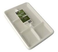 Plateau en canne à sucre, 5 compartiments, blanc