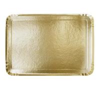 Plateau en carton - SANYGIENE - Plateau Traiteur Jetable - 28X42 cm - Couleur Or - 100 unités