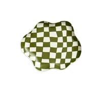 Plateau en céramique à damier for bijoux, assiette de rangement for bagues, boucles d'oreilles, dessert, décoration la maison, organisateur bureau, vaisselle cuisine Pour colliers et bracelets(Green)