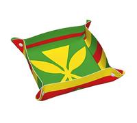 Plateau en cuir motif drapeau hawaïen indigène - Rangement pratique pour table de chevet - Table de chevet - Utilisation à la maison et au bureau