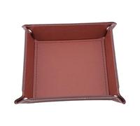 Plateau en cuir Plateau pliable en similicuir, vide-poches, porte-clés, porte-monnaie, boîte de rangement bureau for divers objets, accessoires(Dark coffee)