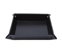 Plateau en cuir Plateau pliable en similicuir, vide-poches, porte-clés, porte-monnaie, boîte de rangement bureau for divers objets, accessoires(Black)