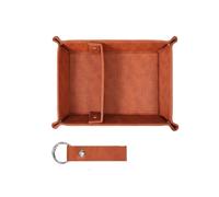 Plateau en cuir Vide-poches pliable en cuir PU for téléphone, clés et monnaie, idéal for ranger petits objets sur un bureau ou une table de chevet. Parfait for la maison(Brown)