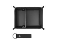 Plateau en cuir Vide-poches pliable en cuir PU for téléphone, clés et monnaie, idéal for ranger petits objets sur un bureau ou une table de chevet. Parfait for la maison(Black)