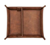 Plateau en cuir Vide-poches vintage en similicuir - Double compartiment, coins à pression. Idéal for ranger bijoux, clés et portefeuille. Résistant aux rayures