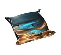 Plateau en cuir View Under The Moon - Rangement pratique pour table de chevet - Table de chevet - Utilisation à la maison et au bureau