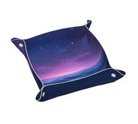 Plateau en cuir WZYWHJ Beach Night Prints Boîte de rangement imperméable et anti-rayures 20,1 cm pour ranger portefeuilles, montres et cosmétiques