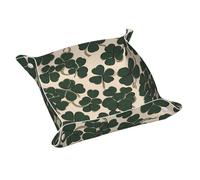 Plateau en cuir WZYWHJ Celtic Clover Prints Boîte de rangement étanche et anti-rayures 24,9 cm pour ranger portefeuilles, montres et cosmétiques