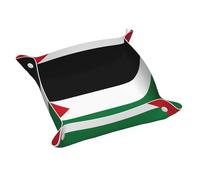 Plateau en cuir WZYWHJ Drapeau de l'État de Palestine Imprimés Boîte de rangement étanche et anti-rayures 24,9 cm pour ranger portefeuilles, montres et cosmétiques