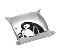 Plateau en cuir WZYWHJ I Love Penguins Prints Boîte de rangement imperméable et anti-rayures 24,9 cm pour ranger portefeuilles, montres et cosmétiques