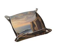 Plateau en cuir WZYWHJ Looking Out to Sea Printing Boîte de rangement imperméable et résistante aux rayures 24,9 cm pour ranger portefeuilles, montres et cosmétiques