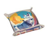 Plateau en cuir WZYWHJ National Geographic Wolf Prints Boîte de rangement imperméable et anti-rayures 20,1 cm pour ranger portefeuilles, montres et cosmétiques