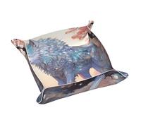 Plateau en cuir WZYWHJ Phosphor Wolf Prints Boîte de rangement étanche et anti-rayures 24,9 cm pour ranger portefeuilles, montres et cosmétiques