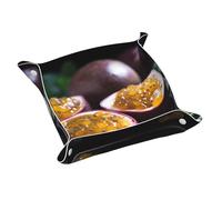 Plateau en cuir WZYWHJ Sweet and Sour Passion Fruit Impression Boîte de rangement étanche et anti-rayures 24,9 cm pour ranger portefeuilles, montres et cosmétiques