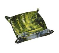 Plateau en cuir WZYWHJ Willow Tree près de l'étang Boîte de rangement imperméable et anti-rayures 24,9 cm pour ranger portefeuilles, montres et cosmétiques