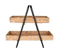 Plateau en jacinthe d'eau et métal noir et bois 42 x 23 x 43,5 cm House Nordic