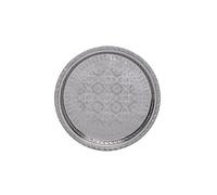 Plateau en laiton marocain oriental indien ethnique à thé - Dalal argenté - gravé martelé art deco fes argenté