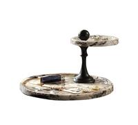 Plateau en marbre à deux niveaux | Design rond élégant for ranger bijoux, montres et objets du quotidien avec style(B)