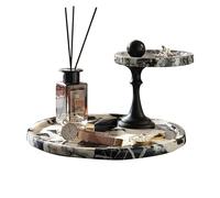 Plateau en marbre à deux niveaux | Design rond élégant for ranger bijoux, montres et objets du quotidien avec style(A)