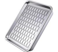 Plateau en Métal, Plat Inox de Séchage, Bac de Vidange D'huile, Grande Capacité pour Table Basse, Table à Thé, Salle de Réception(42x30x7 cm/17x12x3 in)