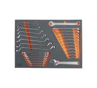 Plateau en mousse avec clés, design coudé, idéal pour organiser les outils et optimiser l'espace de travail.