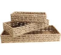 Plateau en osier Plateau décoratif Corbeille Naturel Set de 3 pièces Empilable pour décoration florale et de table