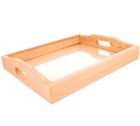 Plateau en pin Massif avec Verre 30 x 24 x 4 cm.
