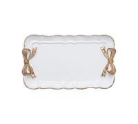 Plateau en résine avec nœud de Style rétro, plateau à bijoux, rangement de bijoux, plateau de décoration, décoration de fruits Pour Table D'entrée Décor(White)