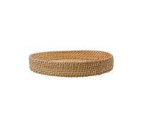 Plateau en rotin et bambou beige, rond, léger, style bohème - House Doctor, Taan - Ø40xH6 cm
