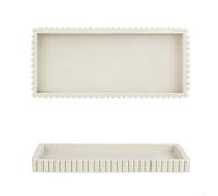 Plateau en silicone finition mate pour salle de bain, cuisine, table de chevet, table basse avec bords ondulés pour le stockage du savon, du parfum, des huiles (beige)