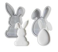 Plateau en Silicone lapin, moules flexibles en résine de pâques pour l'artisanat de plats décoratifs, plateaux à bijoux et porte-bonbons, 2 pièces