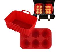 Plateau En Silicone Pour Friteuse Sans Huile,Tapis pour Panier de Air Fryer en Silicone | Accessoire Antiadhésif pour Micro-ondes Congélateur Plats Rôtis Cuisine Appartement Pizza