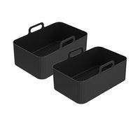 Plateau en Silicone réutilisable for friteuse à Air, 2 pièces, plat, double paniers, poêle de cuisson, Pot four, accessoires revêtement plaque(2pcs black)