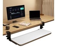 Plateau ergonomique pour clavier avec tiroirs coulissants, sans perçage, pour clavier et souris, utilisation à la maison/au bureau, blanc, 65 x 24 cm, optimise le confort de l'espace de travail