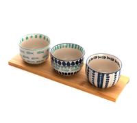 Plateau et ses 3 bols Peluso - Amadeus - Bleu - Grès G