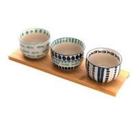 Plateau et ses 3 bols Peluso - Amadeus - Blanc - Grès G