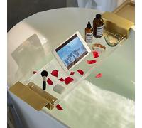 Plateau extensible pour baignoire, nizer de salle de bain, support d'accessoires de baignoire pour vin, tablettes, téléphones, bougies, Boo - 80 cm étagère de bain réglable
