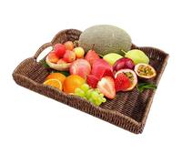 Plateau festonné Grand plateau rectangulaire en osier avec poignées intégrées Panier de service décoratif pour la décoration et l'organisation 14, 8 x 11 x 2 pouces Grand festonné pour la maison