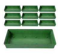 Plateau Floral Rectangulaire Vert, Lot de 10, Plastique pour Fleurs | Réservoir D’eau Profond, Picots Intégrés, Stabilisation des Compositions, pour Centres de Table et Églises