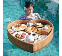Plateau flottant en forme de cœur avec poignée pour la nourriture et les boissons - Parfait pour les fêtes de piscine et les activités d'été - Plateau à goûter idéal pour s'amuser dans l'eau